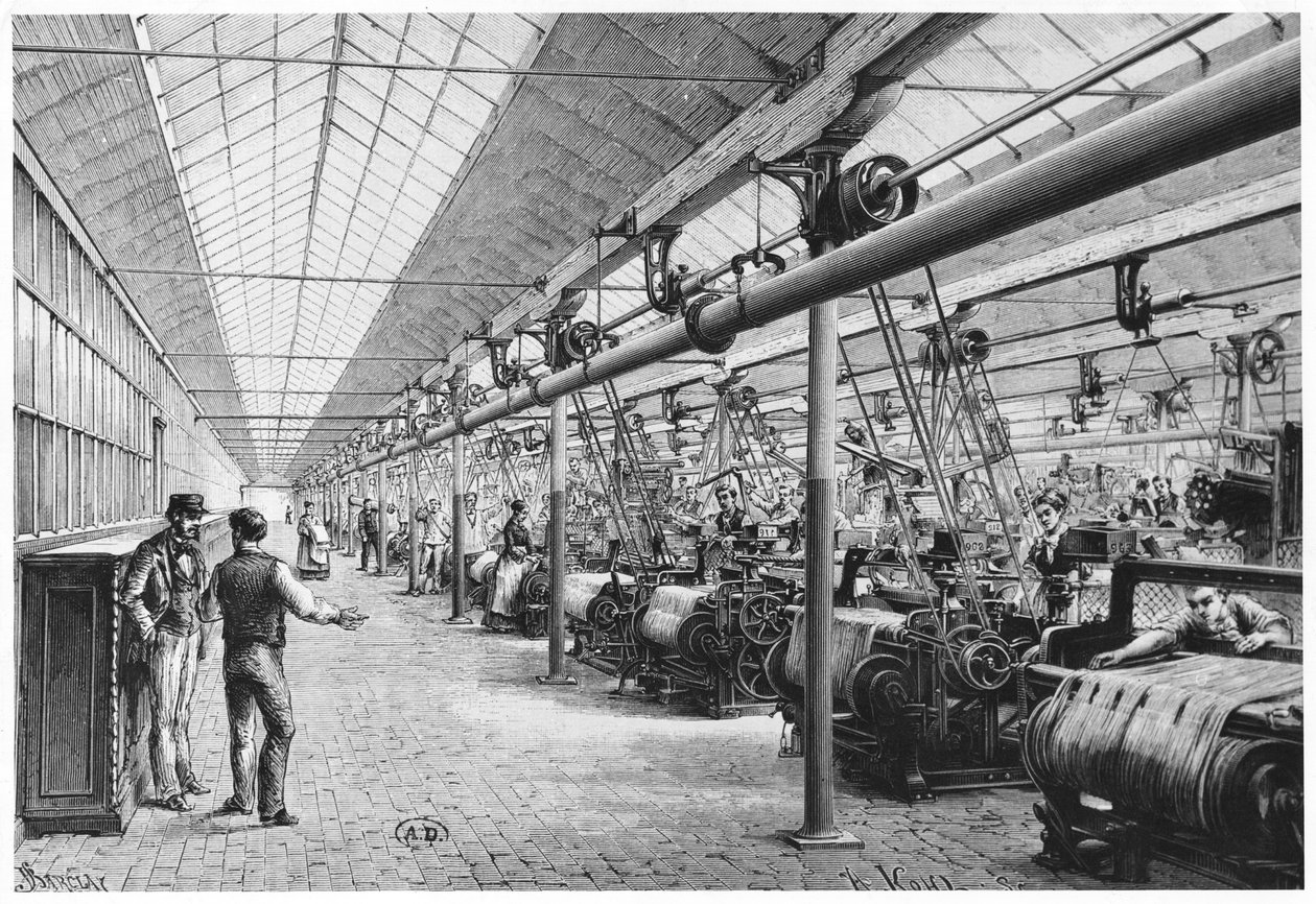 Industriell veving ved Bagatelle, 1884 av French School