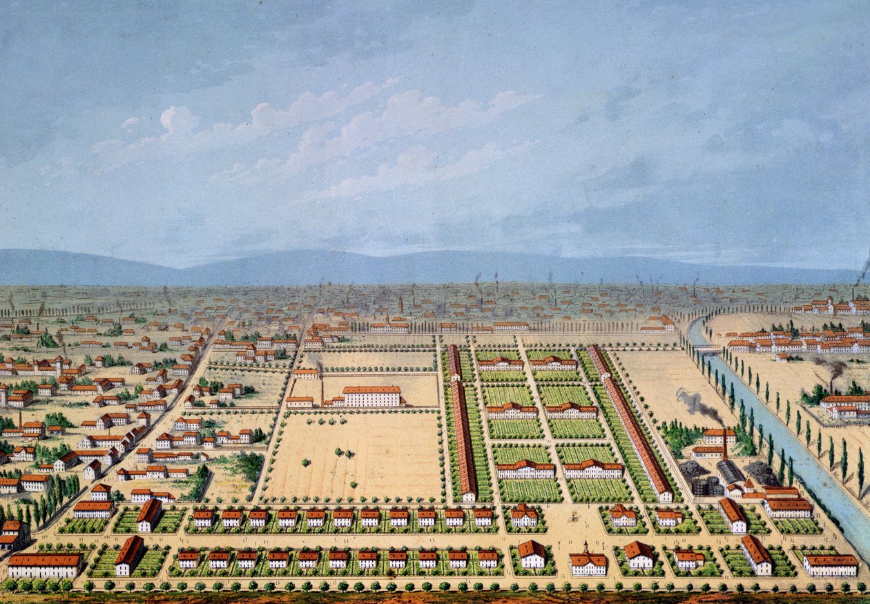 Industriell boligplan i Mulhouse, Frankrike, 1846 av French School