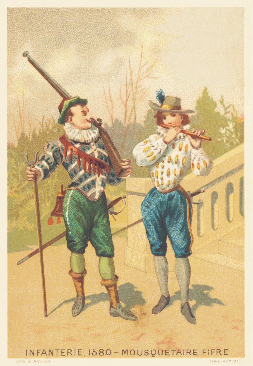 Infanteri, musketer og fife i 1580 av French School