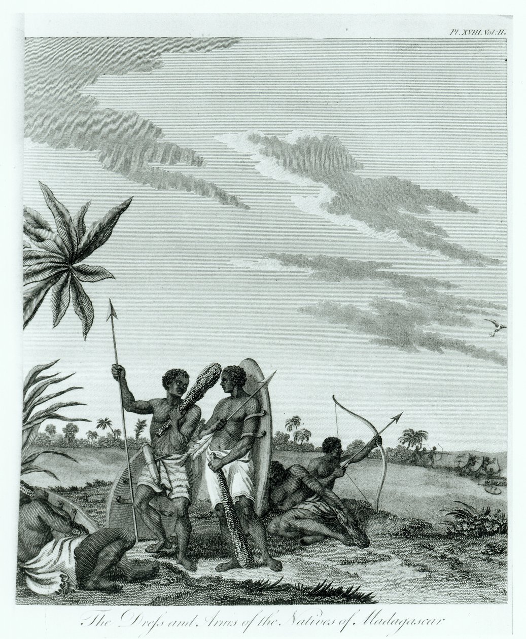 Innbyggere på Madagaskar, fra bind 2 av Memoirs and Travels av grev Benyowsky, utgitt 1790 av French School