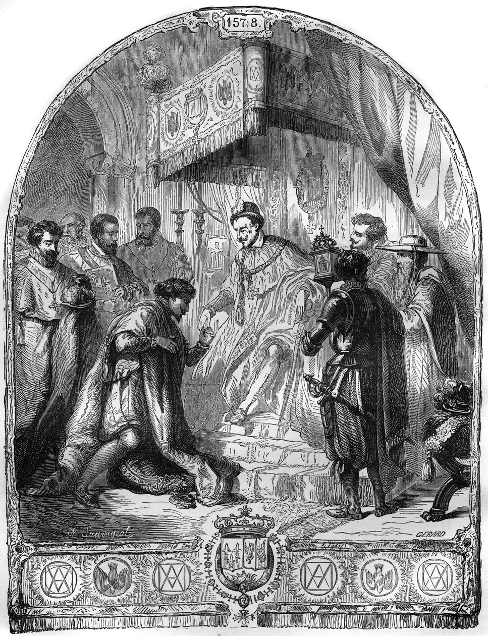 Institution of the Order of the Holy Spirit (Holy Spirit) by Henry III King of France in 1578. av French School