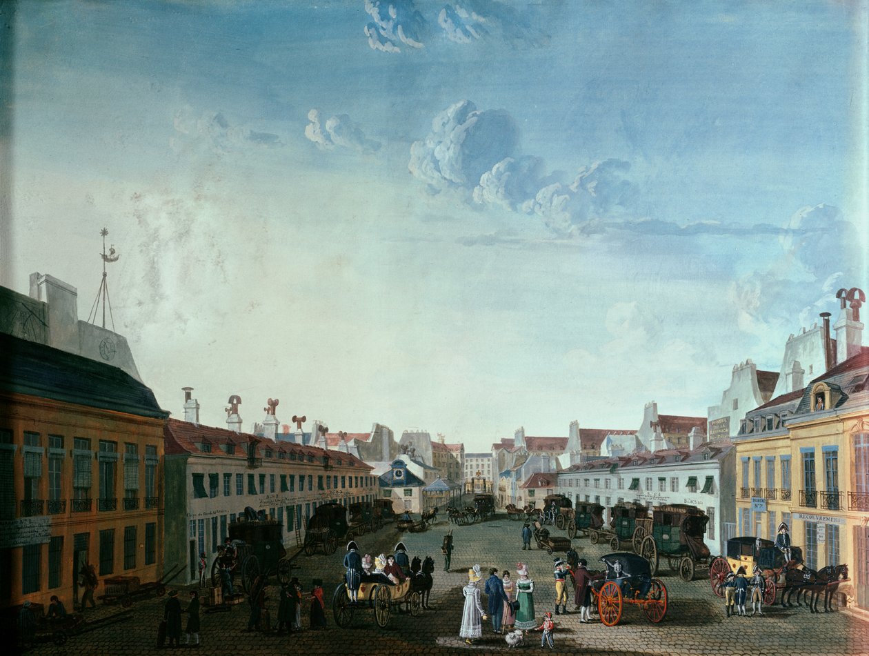 Innvendig gårdsplass til Imperial Stage-coach Service, tidlig på 1800-tallet av French School
