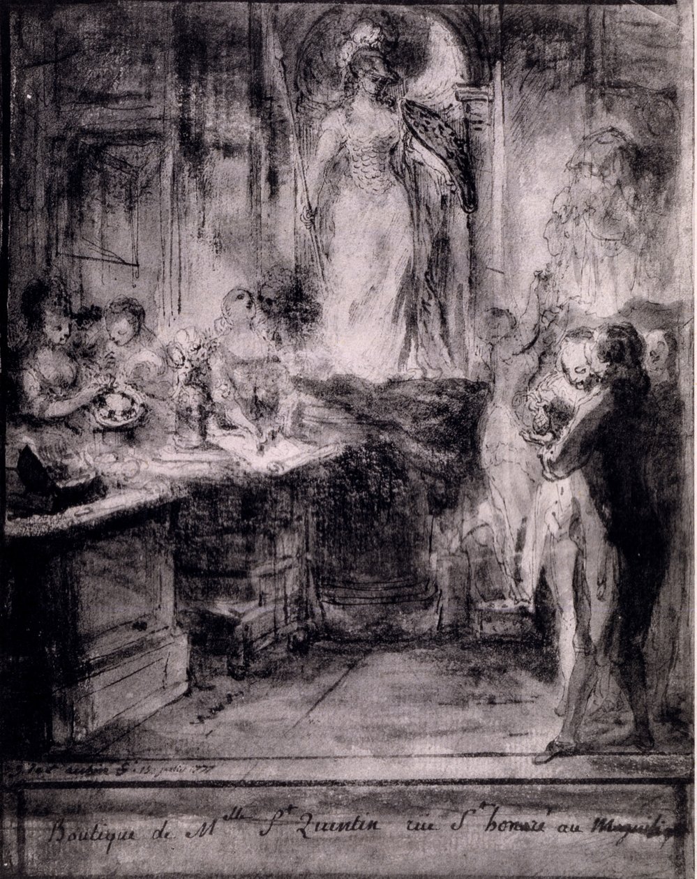 Interiør i venetiansk butikk, 1777 av French School