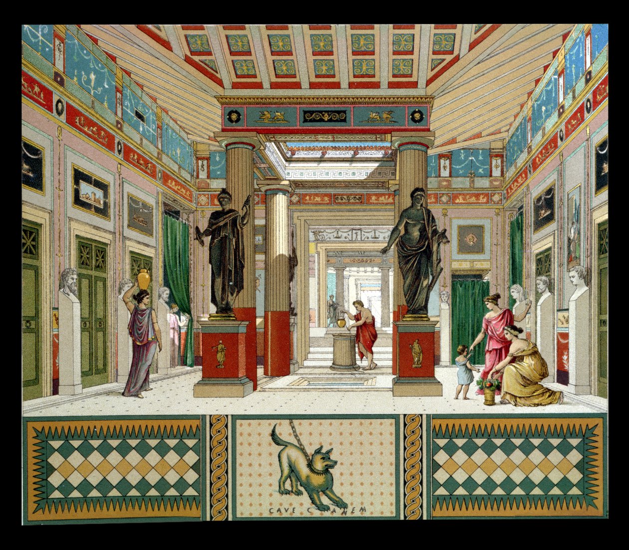 Interiør i et hus i Pompeii, ca. 1880 av French School