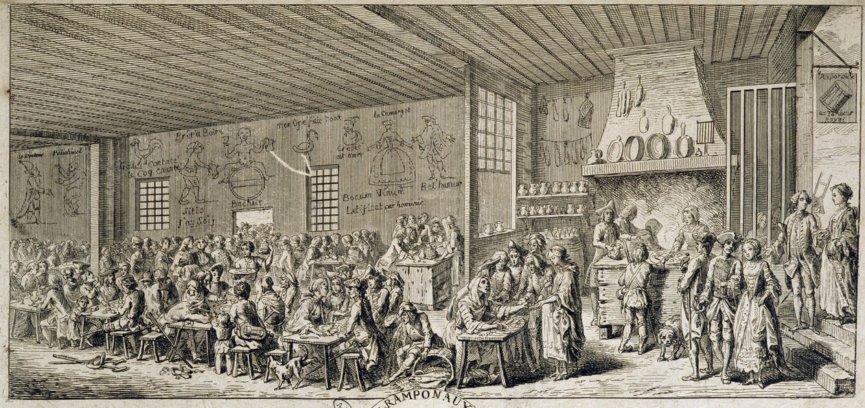Interiør i en kabaret "" Ramponaux"", sd. 18. århundre av French School
