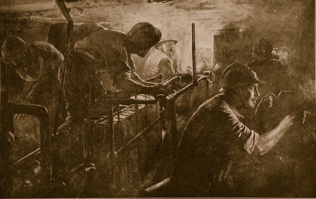 Interiør av en tank som tilhørte det franske artilleriet av Assault, 1914-18 av French School