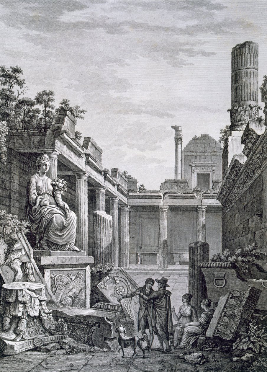 Interiør i de romerske badene, Nimes, fra Antiquities of France: Vol I, Monuments of Nimes av French School