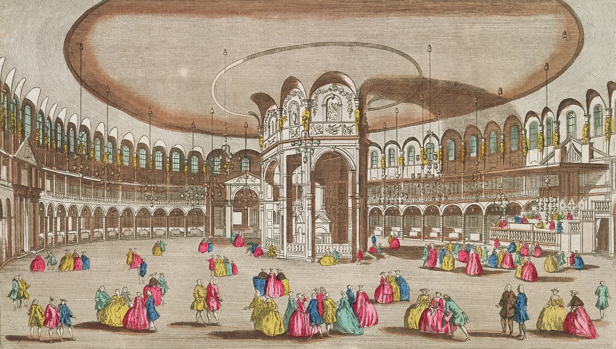 Interiør av Rotunda, Ranelagh House, London av French School