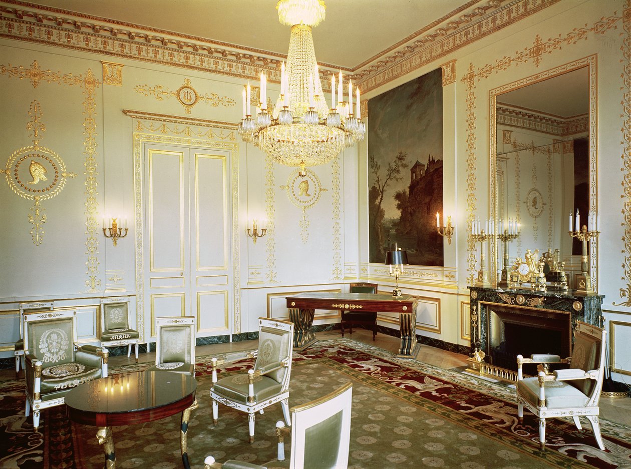 Interiør av Salon Vert i leiligheten til Prince Eugene de Beauharnais (1781-1824) av French School