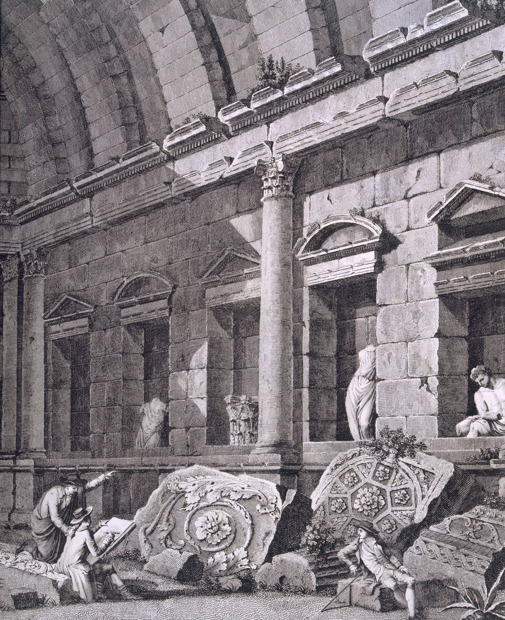 Interiør av Diana-tempelet, Nimes, fra Antiquities of France: Vol I, Monuments of Nimes av French School