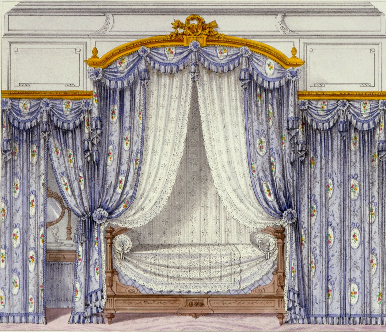 Interiør som viser møbler fra et fransk tidsskrift, 1850-tallet av French School