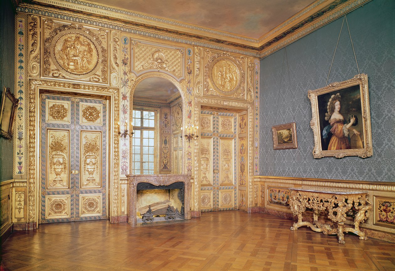 Innvendig utsikt over Petit Salon, ca. 1660 av French School