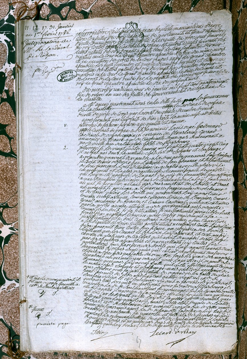 Forhør av kardinal de Rohan (1734-1803), januar 1786 av French School