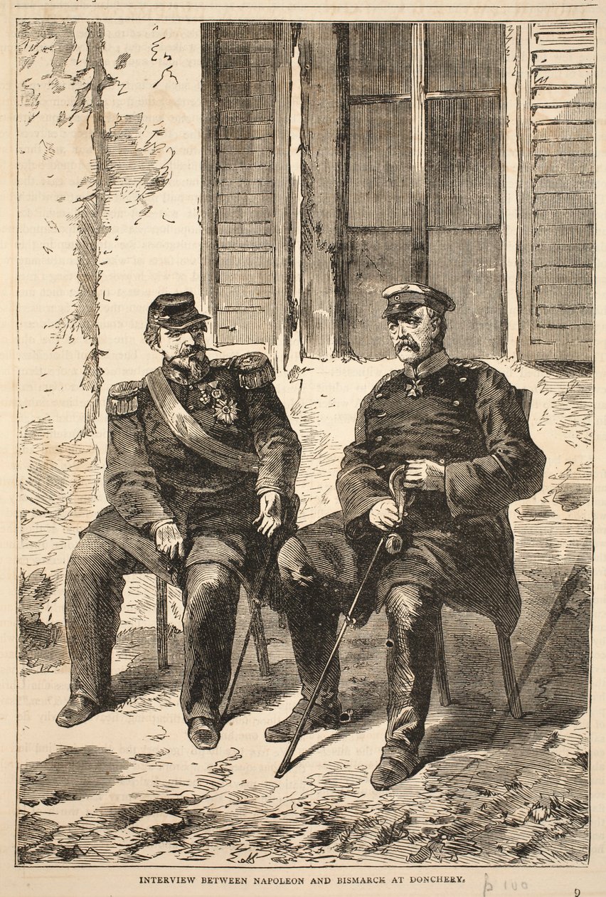 Intervju mellom Napoleon og Bismarck ved Doncherry, illustrasjon fra Cassells History of the War between France and Germany, 1870-1871 av French School