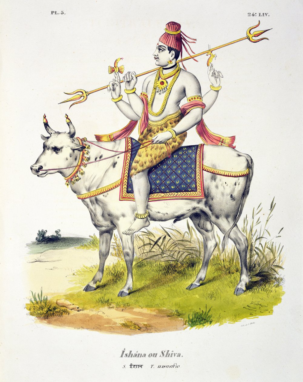Ishana eller Shiva, gravert av C. de Motte (1785-1836) av French School