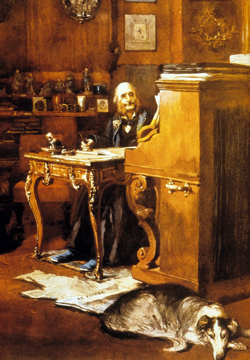 Jacques Offenbach (akvarell på papir) av French School