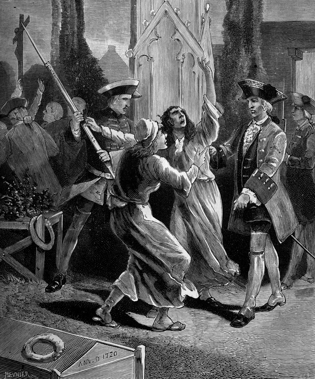 Jansenism: the convulsionaries (Jansenist fanatics) hunts from the cemetery Saint Medard under Louis XV. av French School