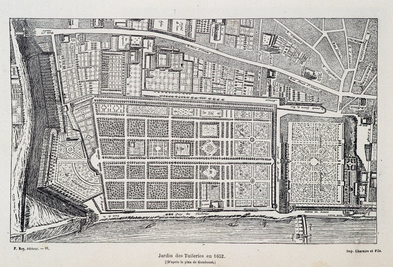 Jardin des Tuileries i 1652 (etter Gombousts plan) - i "Paris gjennom århundrene", av H. Gourdon de Genouillac, red. F. Roy, Paris av French School