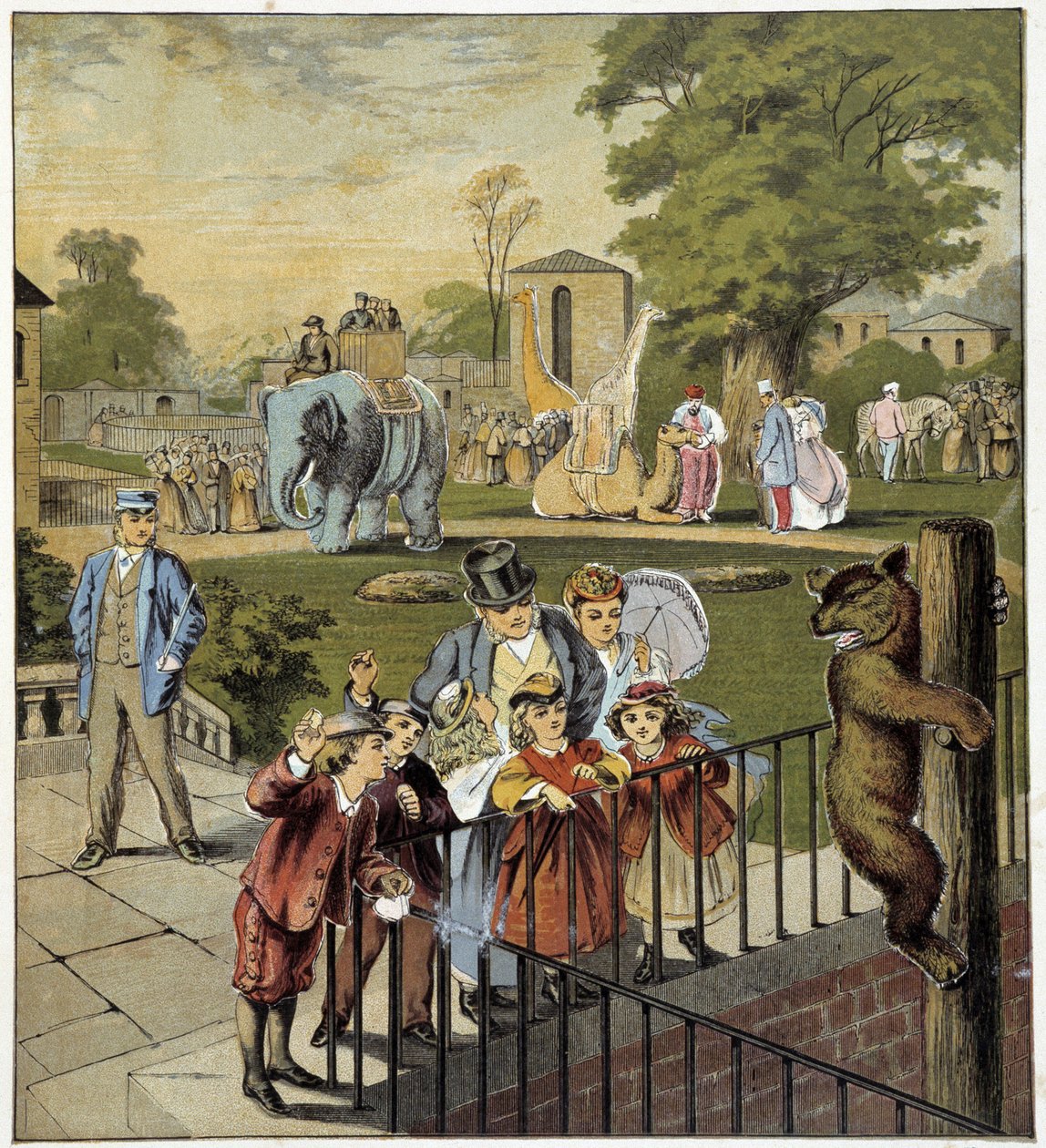 Zoologisk hage - i “” Butikk for små barn: på ferie””, red. Hatchet, n.d., ca. 1900 av French School
