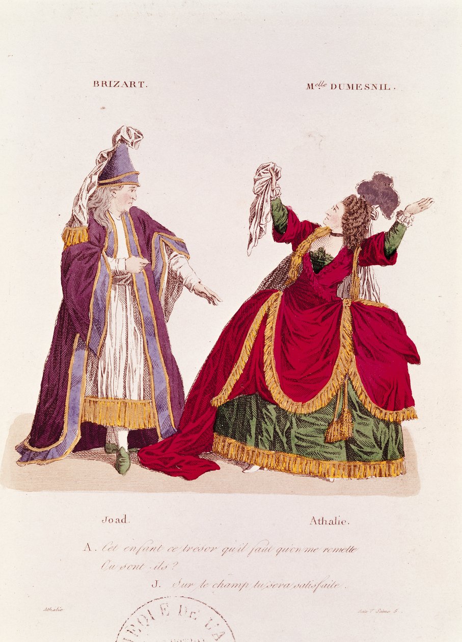 Jean-Baptiste Brizard (1721-91) i rollen som Joad og Mademoiselle Dumesnil (1713-1803) som Athalie, scene fra Act V Scene 5 av 