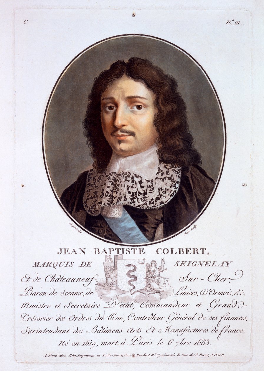 Jean-Baptiste Colbert, Marquis de Seignelay, fra Portraits of Great Men, Illustrious Women, and Memorable Subjects of France, utgitt 1787-92 av French School