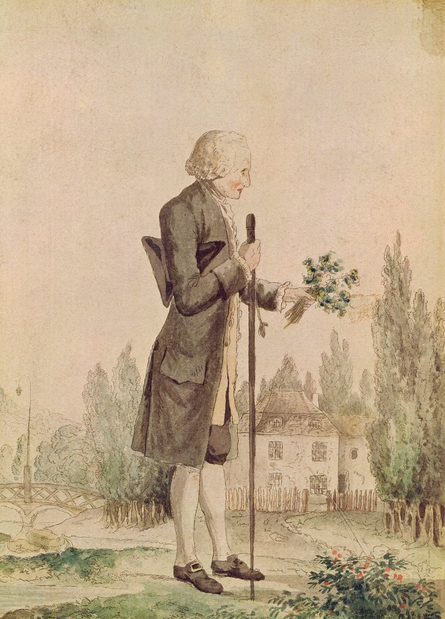 Jean-Jacques Rousseau (1712-78) Samler urter i Ermenonville av French School
