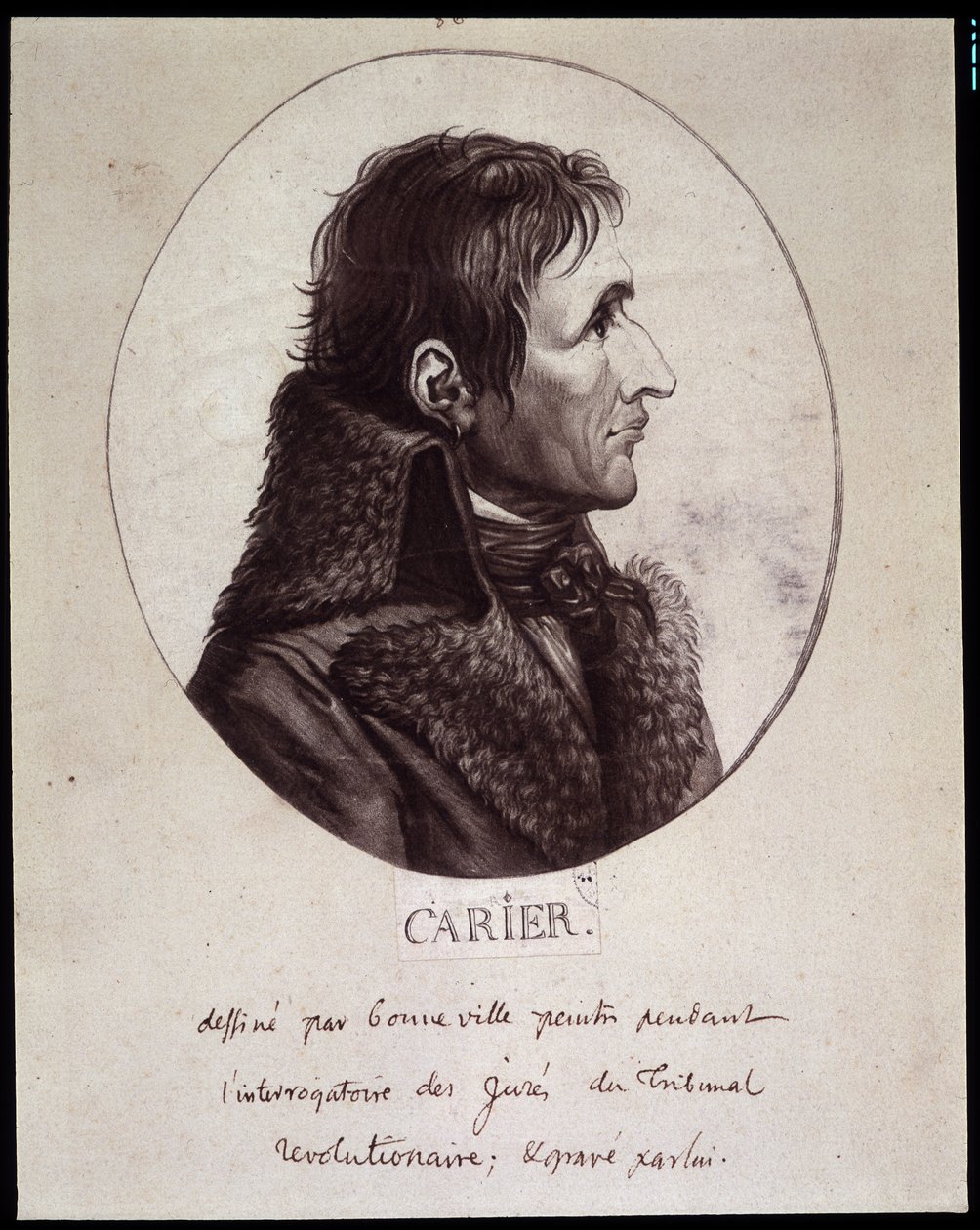 Jean Baptiste Carrier (1756-1794), tegner av Gouneville under avhøret av Projures of the Revolutionary Court av French School
