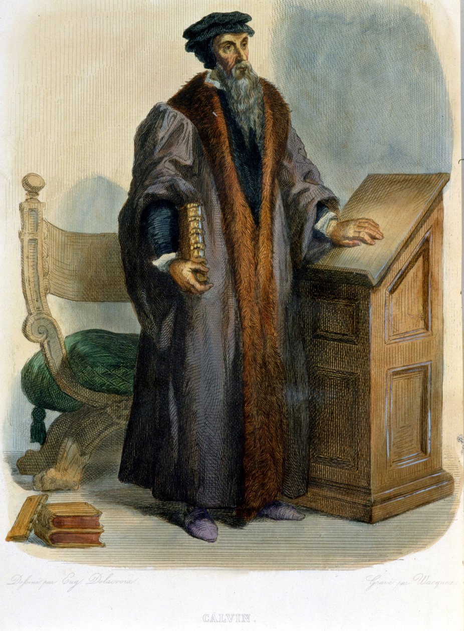 Jean Calvin (Jean Cauvin, fransk reformator og forfatter (1509-1564) - i "" Le Plutarque francais"", Ed. Mennechet av French School