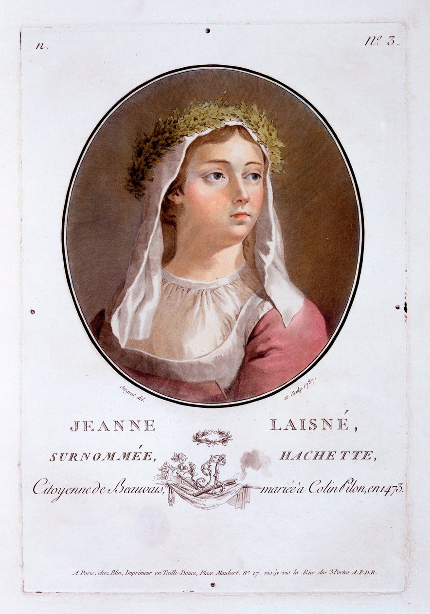Jeanne Laisne, fra Portraits of Great Men, Illustrious Women, and Memorable Subjects of France, publisert 1787-92 av French School