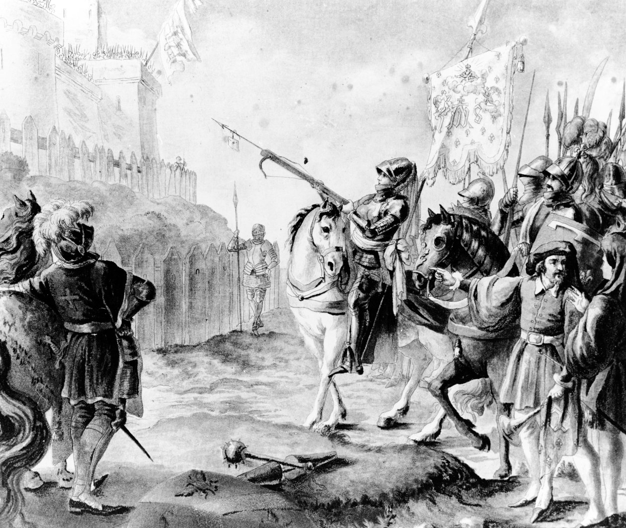 Joan of Arc beordrer engelskmennene til å forlate Frankrike, 1789 av French School