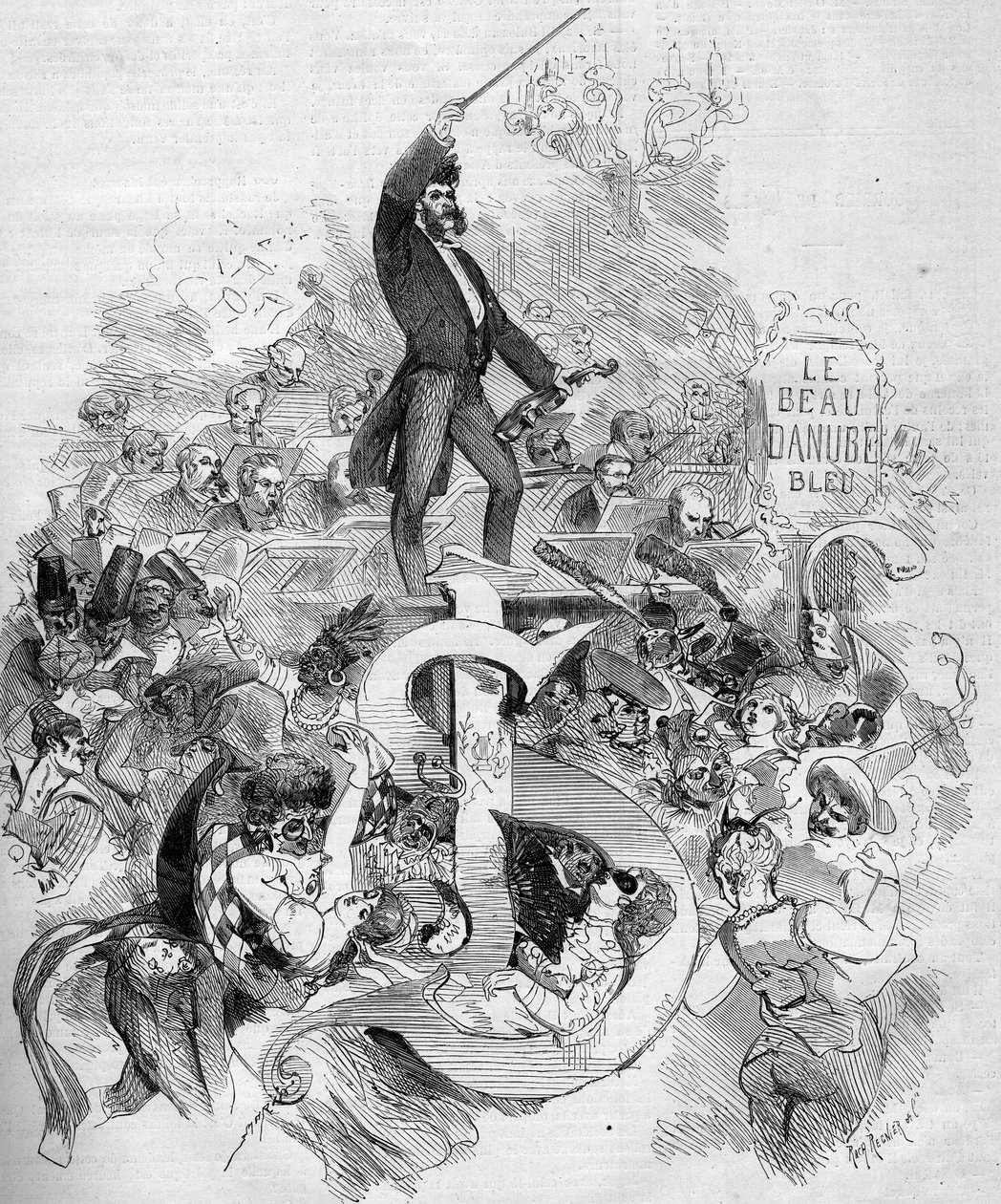 Johann Strauss den unge (1825-1899), i fiolin, under et maskeball gitt på Paris Opera av French School