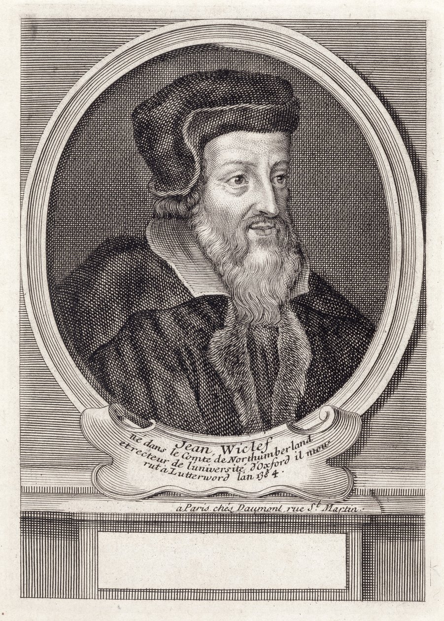 John Wycliffe, gravert av Daumont, Paris av French School