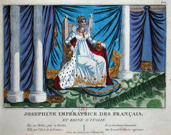 Josephine (1763-1814) keiserinne av franskmennene og dronningen av Italia (farge litho) av French School