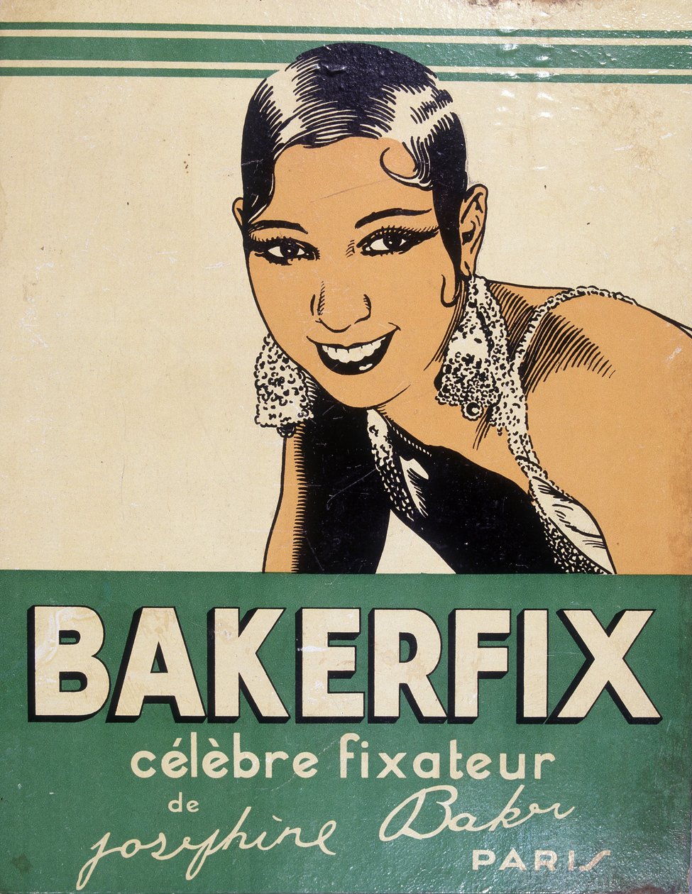 Josephine Baker - reklame for Bakerfix: "" Josephine Bakers berømte fiksator"" av French School