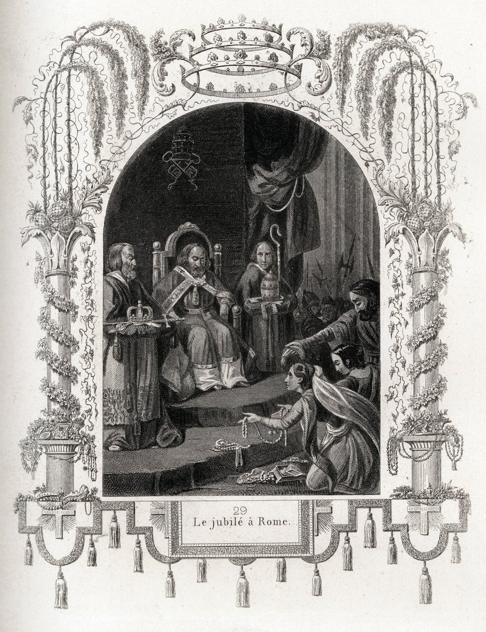 Jubileum i Roma i 1450, under pontifikatet til Nicholas V (1447-1455). Gravering for å illustrere Histoire des popes av Maurice Lachatre (1814-1900), librairie du progres, Paris. av French School