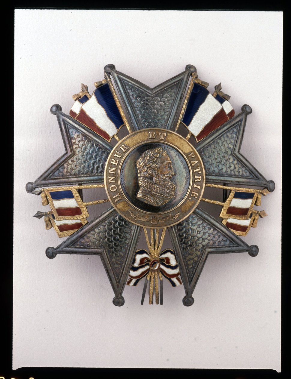 Juli Monarchy - Monarchy of July - Plakett of the Grand Cross, Louis Philippe 1st: "" Honor et Homeland"" - (bilde av Henry IV) coll. Soldater fra Antan av French School