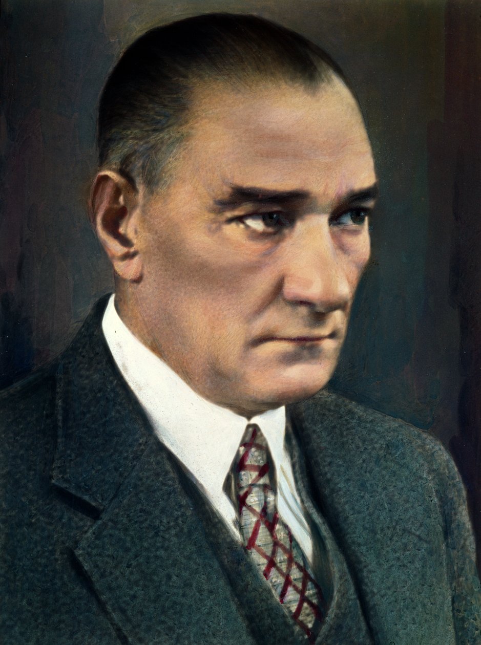 Kemal (Mustapha) Ataturk (1881-1938) ca. 1925-30 (wc på papir) av French School