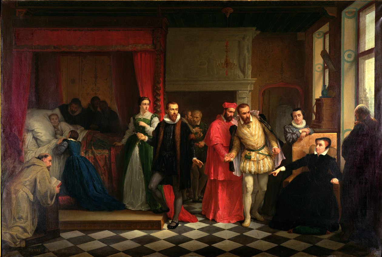 Kong Frans II (1544-60) på sin dødsleie, 1865 av French School