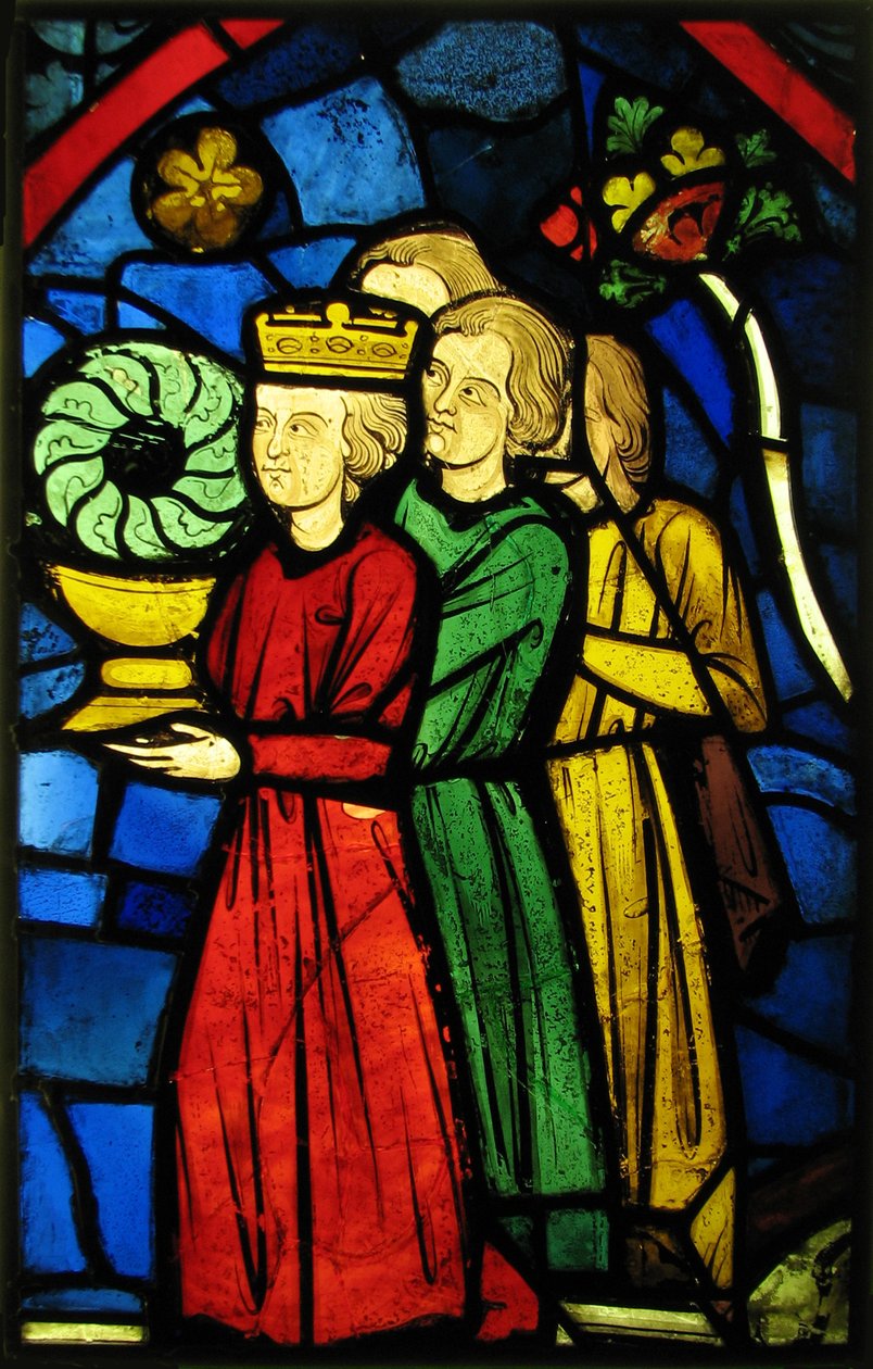 Kong Ludvig IX som bærer tornekronen, ca. 1245-48 (pottemetallglass og glassaktig maling) av French School