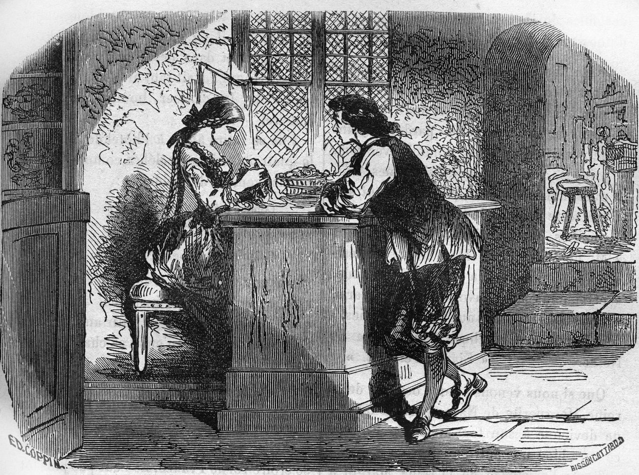 Kong Ludvig XI (1423-1483) beordret til sin elskerinne Lady of Gigon en praktfull utsmykning hos gullsmeden Madame Passefilon. Inngravering i "Prostitusjonens og utskeielsens historie blant alle verdens folkeslag fra antikken til i dag" av av French School