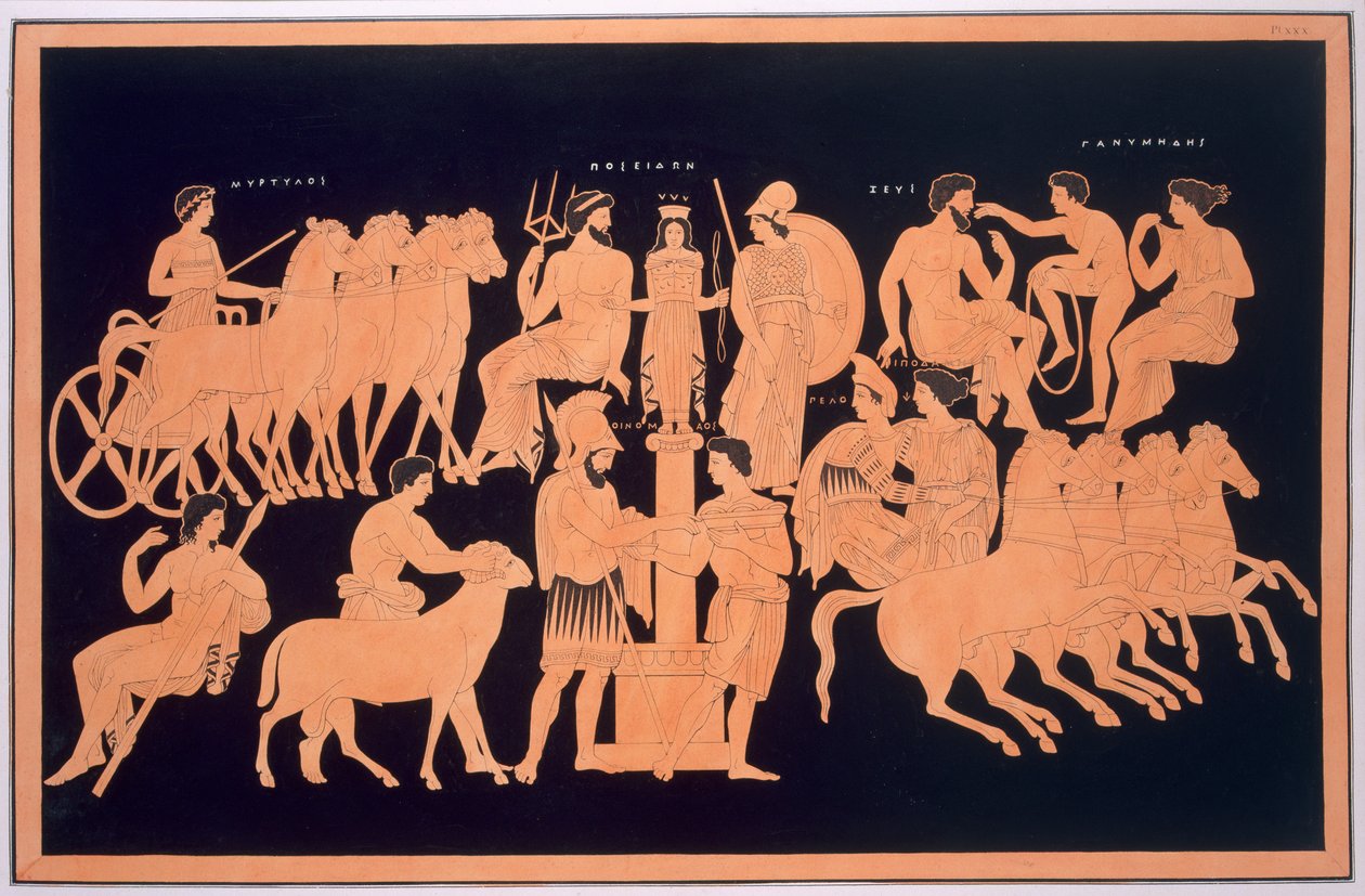 Kong Oenomaus, Hippodamia og olympiske guder, utgitt 1808-10 av French School