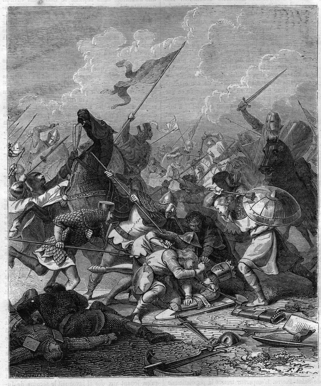 Kong Othon I av Germania, sa den store (912-973) overrasket av opprørerne i Roma. Gravering i "Histoire des Papes-Rois-Queen and Empereurs a travers les centuries"" av Maurice Lachatre av French School