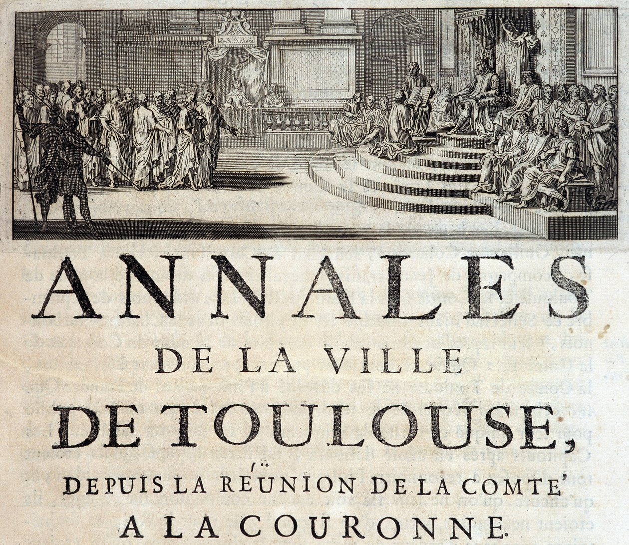 Kong Philippe the Hardi i Toulouse i 1272 i "Annales de la ville de Toulouse" av Germain de Lafaille, Toulouse av French School