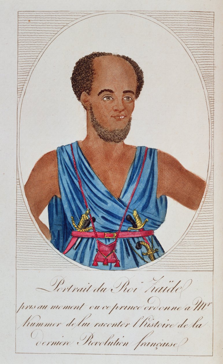 Kong Zaide, Senegal, frontispice av Naufrage de la frégate la Méduse, av A. Correard og J.B.H. Savigny, 1818 av French School
