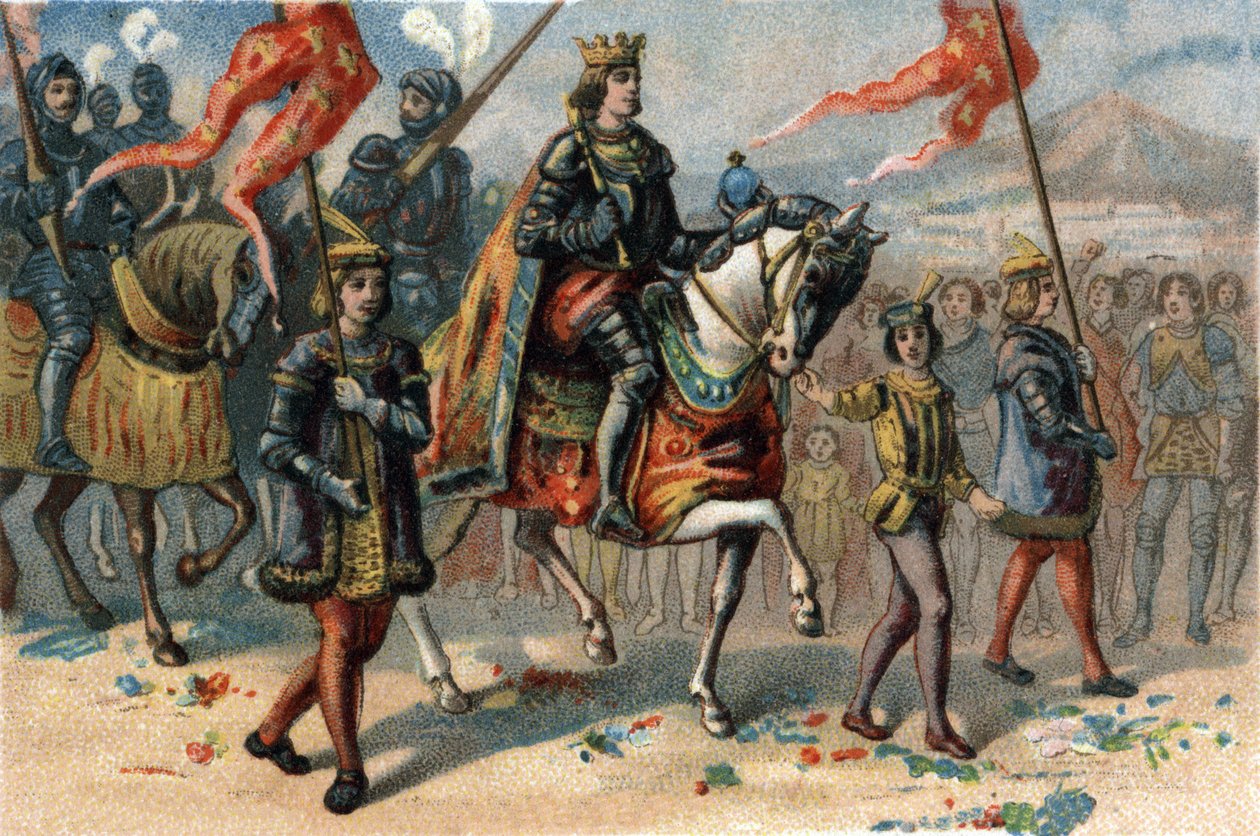 Kongen av Frankrike Charles VIII (1470-1498) gikk inn i Napoli, Italia, 22. februar av French School