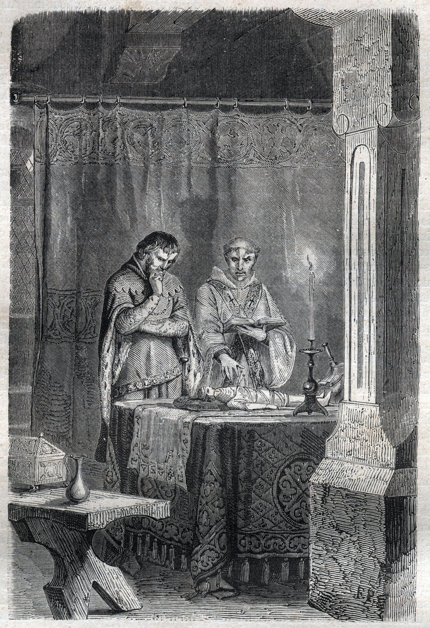 Kongen av Frankrike Karl V den Vise (1338 - 1380) konsulterte smokkene. Gravering i "" Pavenes historie (...) Dronningkongens og keiseres forbrytelser gjennom århundrene" av Maurice Lachatre av French School