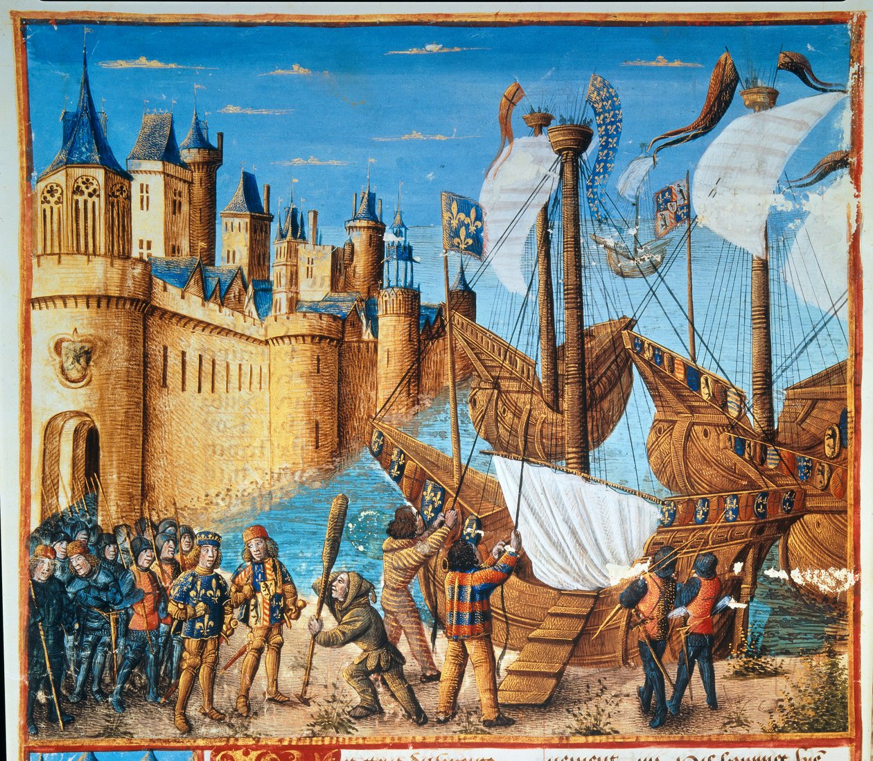 Konge av Frankrike Ludvig IX (Saint Louis) (1214-1270) legger ut på det syvende korstoget (miniatyr av French School