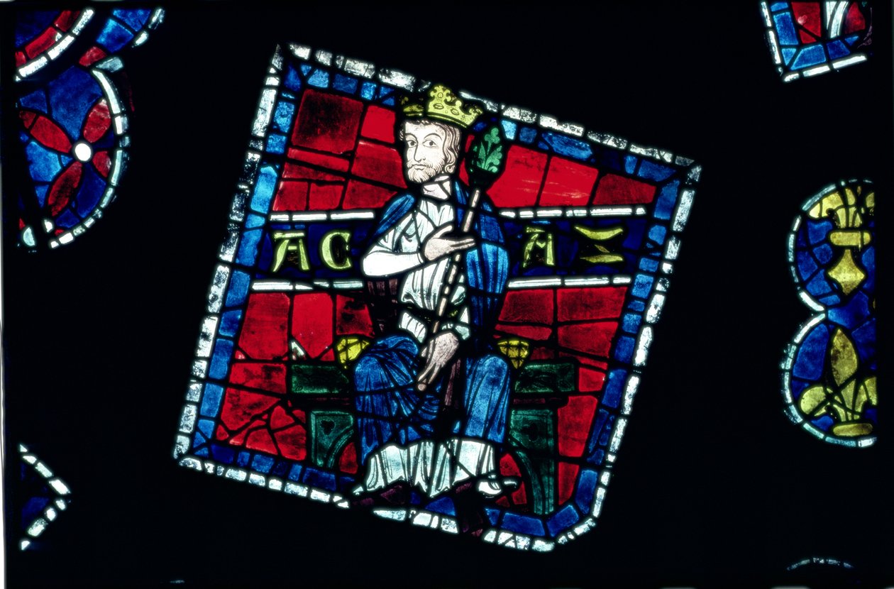 Konge av Juda, detalj fra nordrosevinduet, ca. 1223 av French School