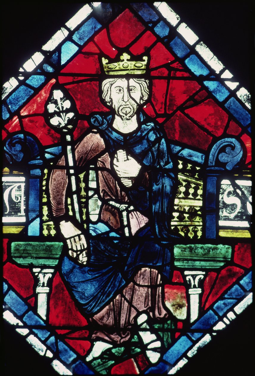 Konge av Juda, detalj fra nordrosevinduet, ca. 1223 av French School