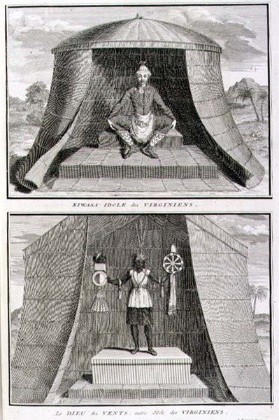 Kiwasa and the God of Winds, idoler av virginianerne, illustrasjon fra 